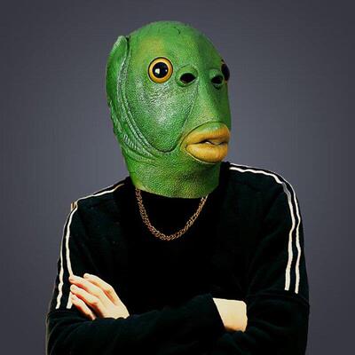 1Pc Adult Funny Ugly Green Fish Head Latex Cosplay Party