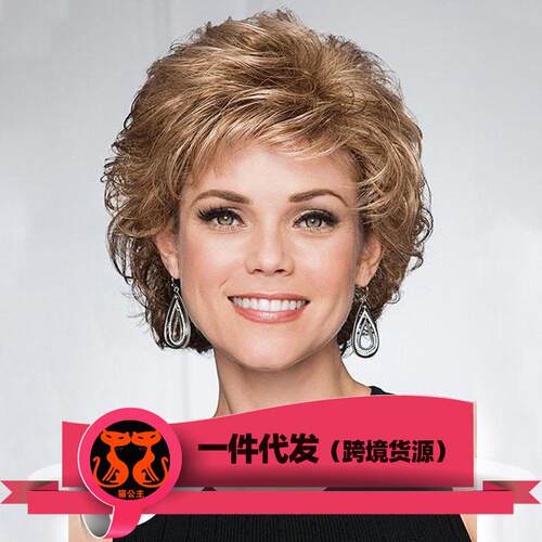 新款直销外贸时尚女士蓬松短款假发头套 欧美 时尚流行短发卷发