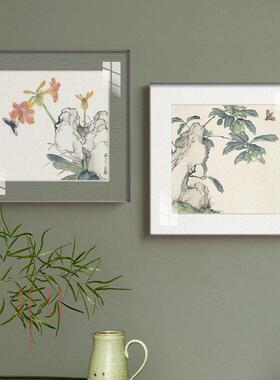 新中式餐厅装饰画花鸟潮绣国风挂画竹子字画卧室客厅背景墙壁画