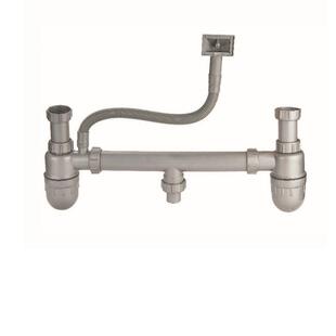 厨房水槽下水器304不锈钢洗菜盆双葫芦硬管S型存水弯防虫臭防反味