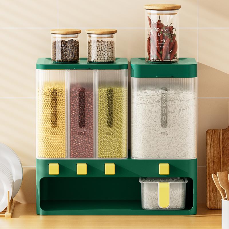 米桶家用防虫防潮密封五谷杂粮豆类猫粮收纳盒按压分格厨房储米箱