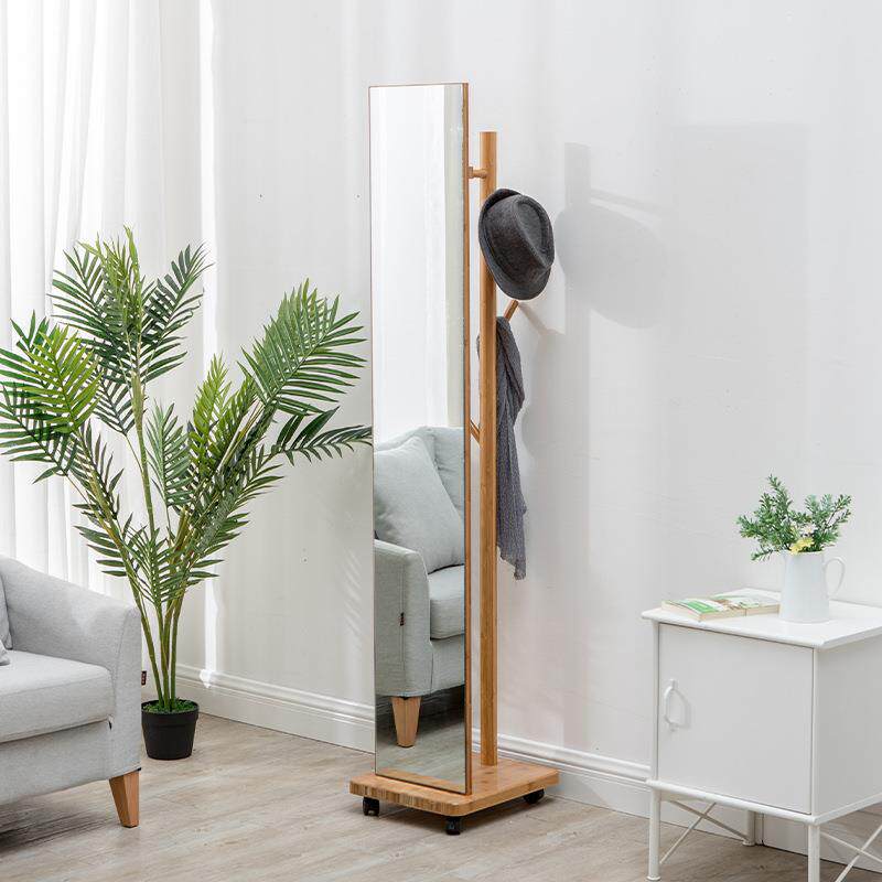 北欧试衣镜家用简约现代镜子落地卧室全身镜移动简易穿衣镜网红镜