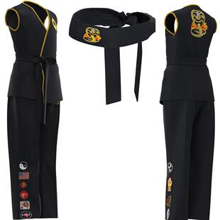Karate Cosplay Aldult Black Kai Kid Cobra KOF Kids Costume