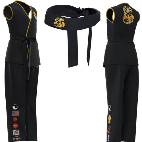 Karate Kids KOF Cobra Kai Cosplay Costume Kid Aldult Black