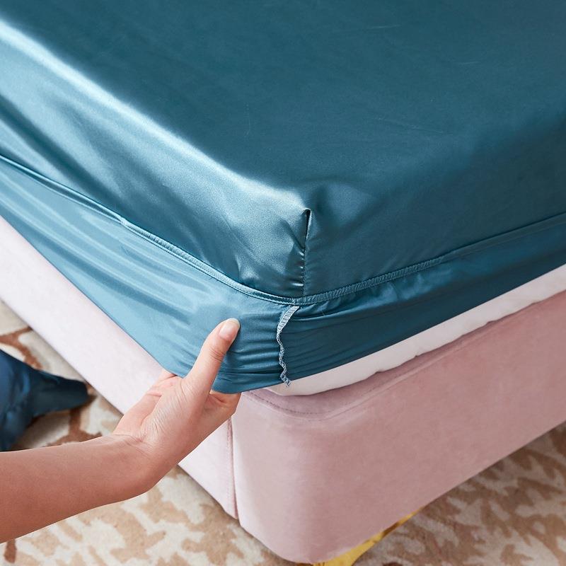件夏季真丝床单裸睡纯色桑垫蚕丝席梦思笠床套丝滑冰丝XFX天丝1.8