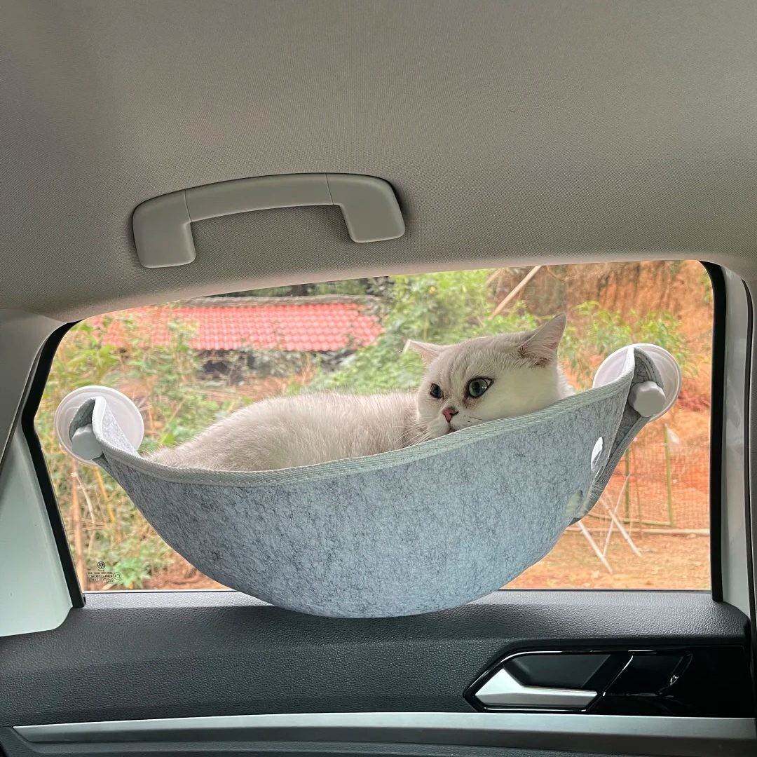自驾带猫车载猫窝毛毡吊床猫咪游乐场透气可拆洗宠物猫窝空中别墅