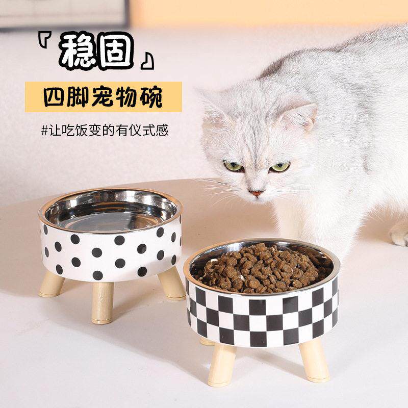 猫碗防打翻不锈钢喂食盆高脚大口径宠物碗狗狗喝水碗宠物食具