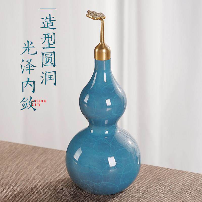铜葫芦摆件黄铜摆件客厅家玄关居装饰品开口空心葫芦创意高档礼品