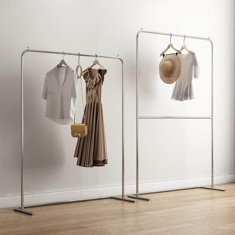 服装店展示架女装不锈钢衣架落地上下双层架子挂衣架货架陈列架