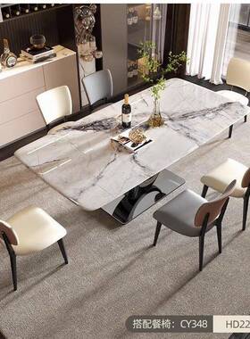 现代简约组天然大理石奢石家用饭超桌意式VXB吃微晶石长方形餐桌
