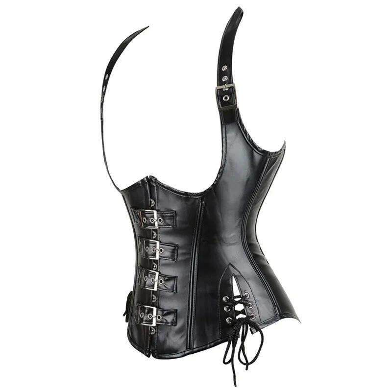 Steampunk Underbust Corset Vest Waist Cincher Vest Leather B