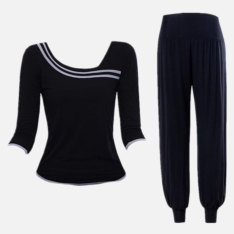 新款古典舞蹈练功服套装女莫代尔修身大码运动健身跳操广场舞服装