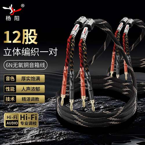 杨阳发烧级12股6N无氧铜音箱线喇叭线hifi音响功放连接线香蕉头