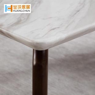 简约长方实形木餐桌椅组泡合户小型茶桌家M7105餐用岩板大理石餐