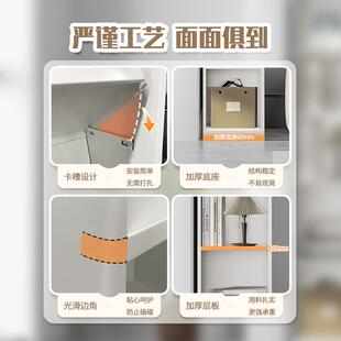 家用钢制书柜自由组合格子柜一体靠墙落地多层儿童书架铁艺置物架