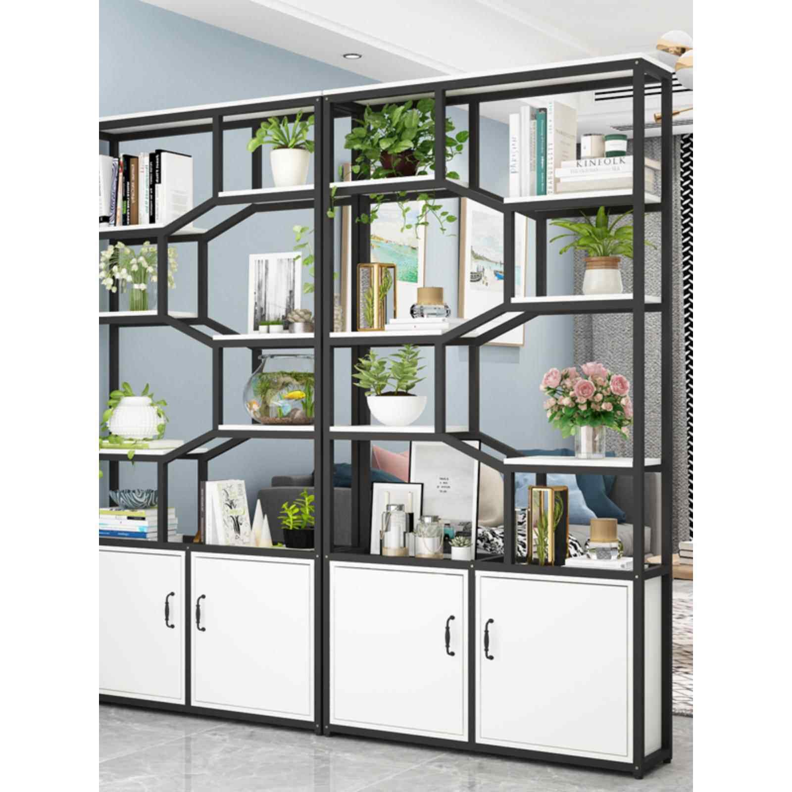 现代简约书架储物架锻铁酒柜办公室入口隔断展示柜装饰柜花架架