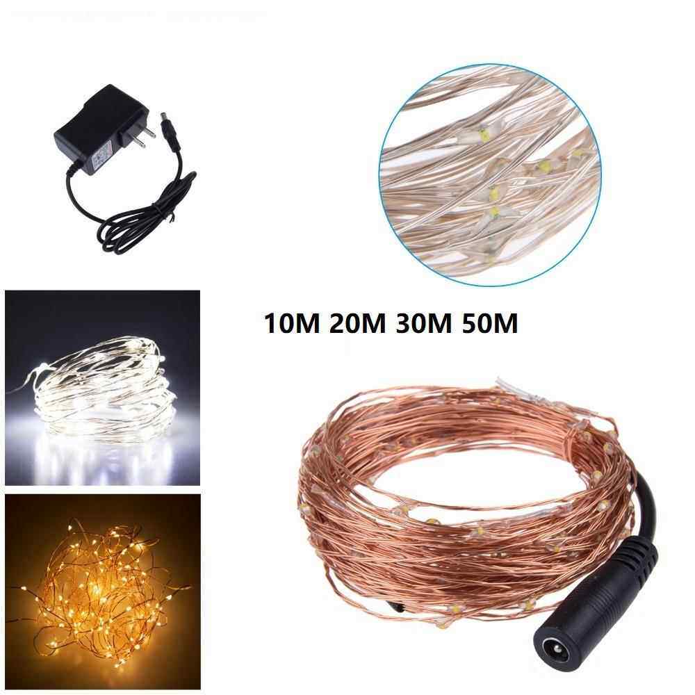 插电款铜线灯串 10M 20M 30M 50M LED铜丝灯 户外广场节日灯串