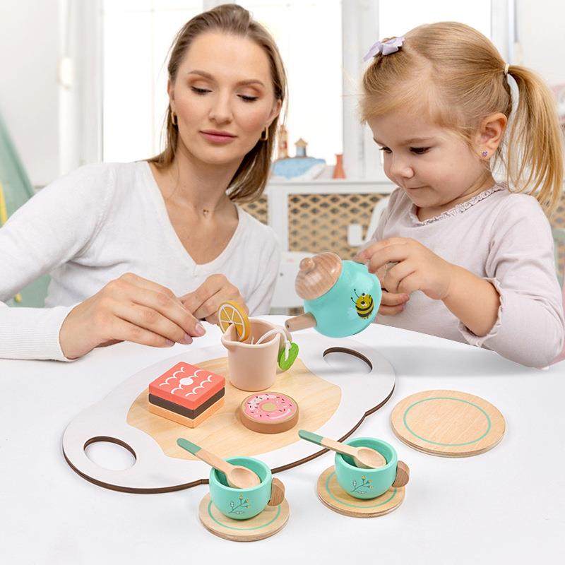 跨境木制仿真儿童过家家下午茶茶壶茶具套装迷你厨房早教益智玩具,玩具/童车/益智/积木/模型,过家家玩具,淘宝优惠券,粉丝福利购,淘宝优惠卷