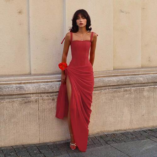 Elegant Backless Bodycon Dress Sleeveless Knit Mermaid