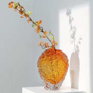 高货轻奢琥珀色琉璃水培花瓶摆件客厅玄关电视柜家居装 饰品摆设