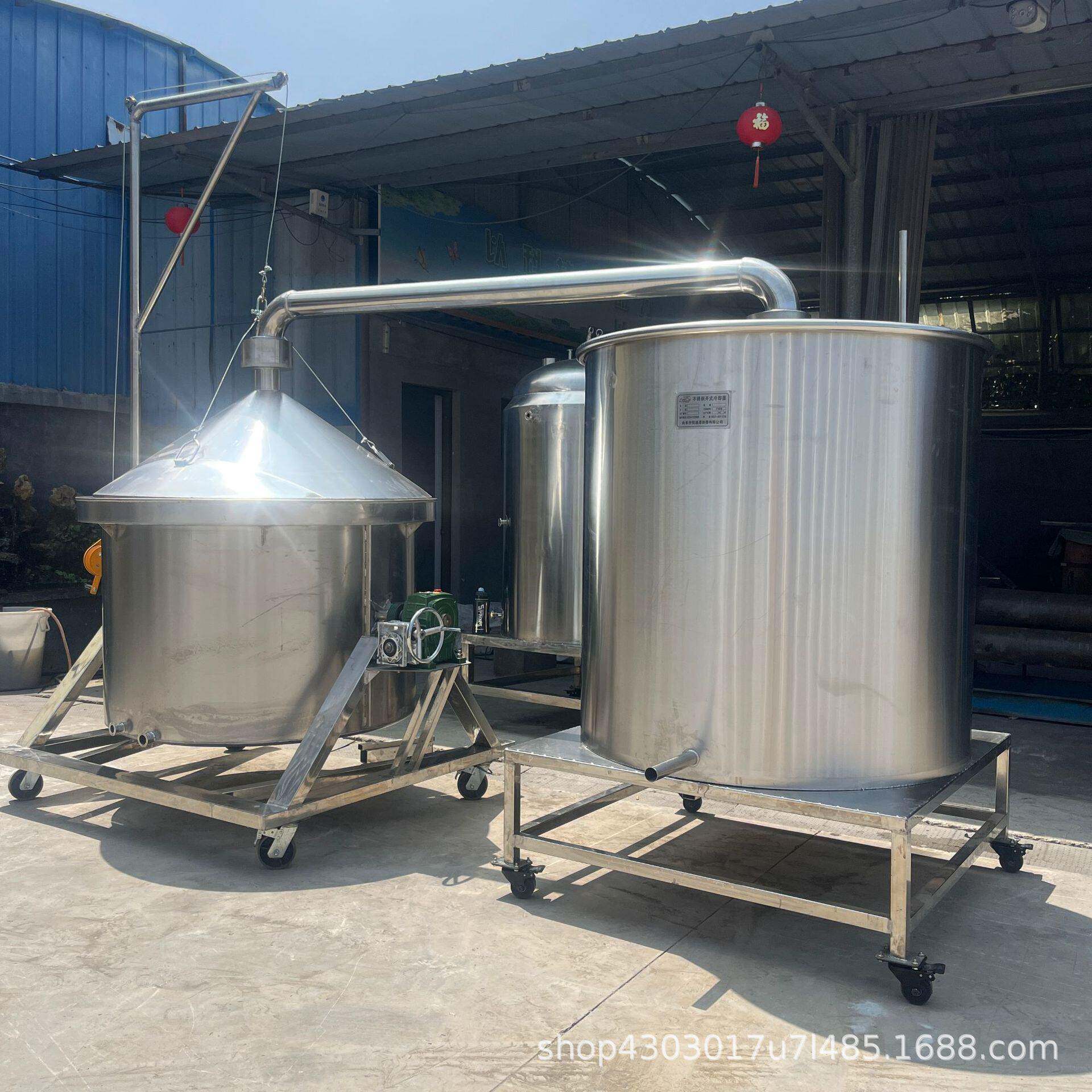 不锈钢酿酒酒锅全套白酒酿酒设备蒸汽加热层固定锅烧柴甄锅