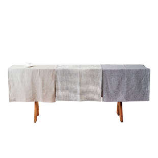 Fog 格子布艺茶几餐桌台布长方形 linen work日本进口纯亚麻桌布