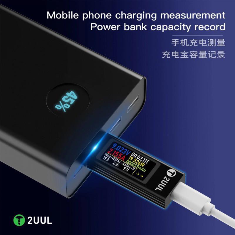 2UUL迷你充电测试仪USB电压电流表多功能快充测试仪检测测量双向
