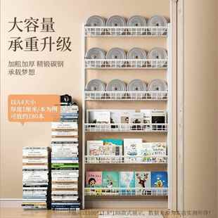 门置物架超薄儿童道书架一体靠墙DRV落绘本后架过墙上地极窄铁艺