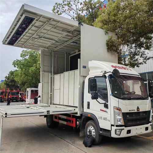 蓝多功流动539舞台E牌D彩屏能演出车 扩展舞L台表演车