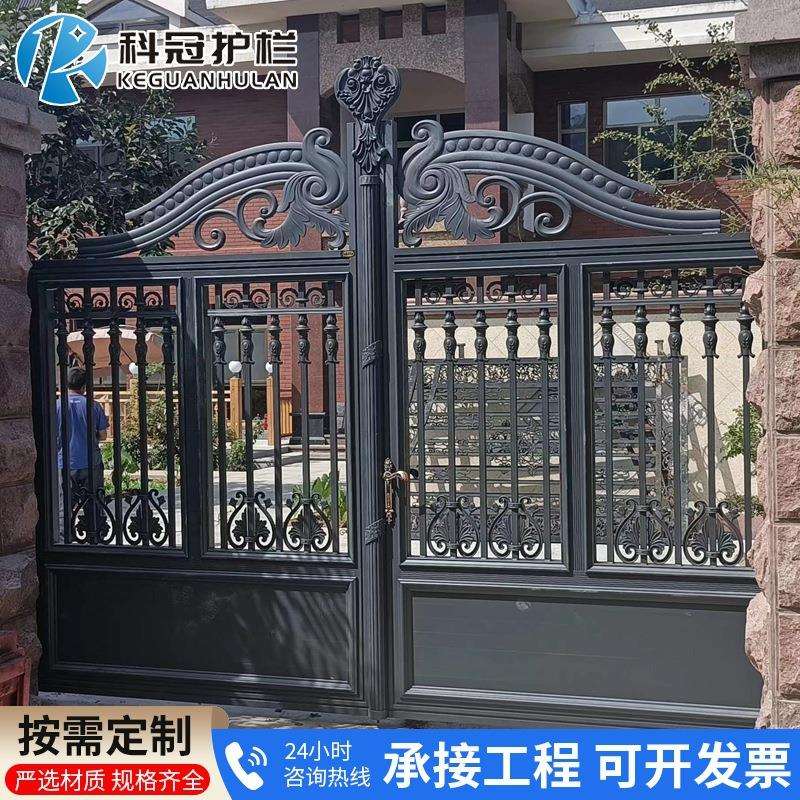 定 做铝艺大门别墅大门进户门雕刻艺术庭院门自建房铝合金防盗门