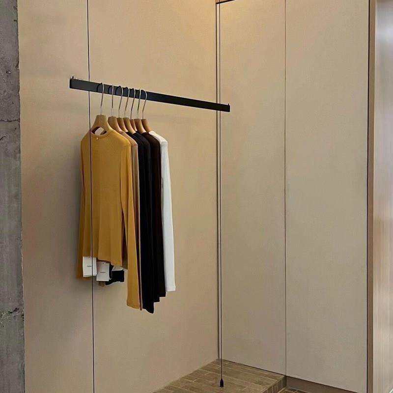 服装店上墙展示架不锈钢黑色悬挂衣架钢丝悬吊式天花板吊杆女装专