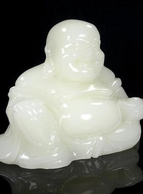 正品天然玉玉弥迁勒佛佛像大肚笑佛汉白石客厅送玄关乔开业礼店铺