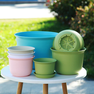 大口径树脂花盆加厚耐用仿陶瓷矮胖加仑多肉控根塑料花盆家用