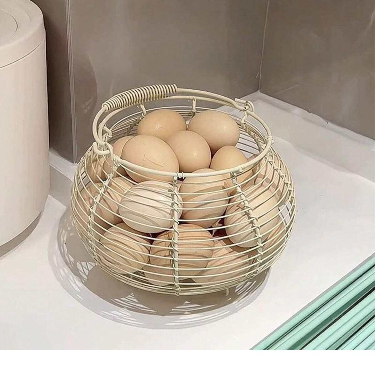 手工创意编织装鸡蛋的小篮子铁艺姜蒜收纳篮复活节置物筐鸡蛋收纳