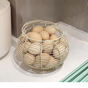 手工创意编织装鸡蛋的小篮子铁艺姜蒜收纳篮复活节置物筐鸡蛋收纳