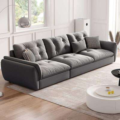 款奶油风客新约厅PHY小户云型简现代轻奢科技布艺沙发家用直排朵