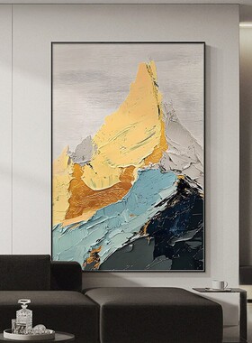 日照金山客厅装饰画北欧风抽象肌理感沙发背景墙壁画灰色玄关挂画