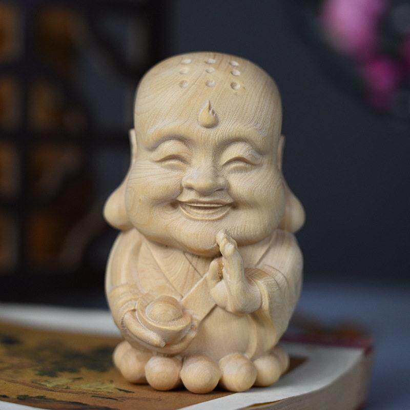 弥乐佛迷你版茶宠小叶黄杨木手把件桌面木质工艺品摆件礼品装饰品