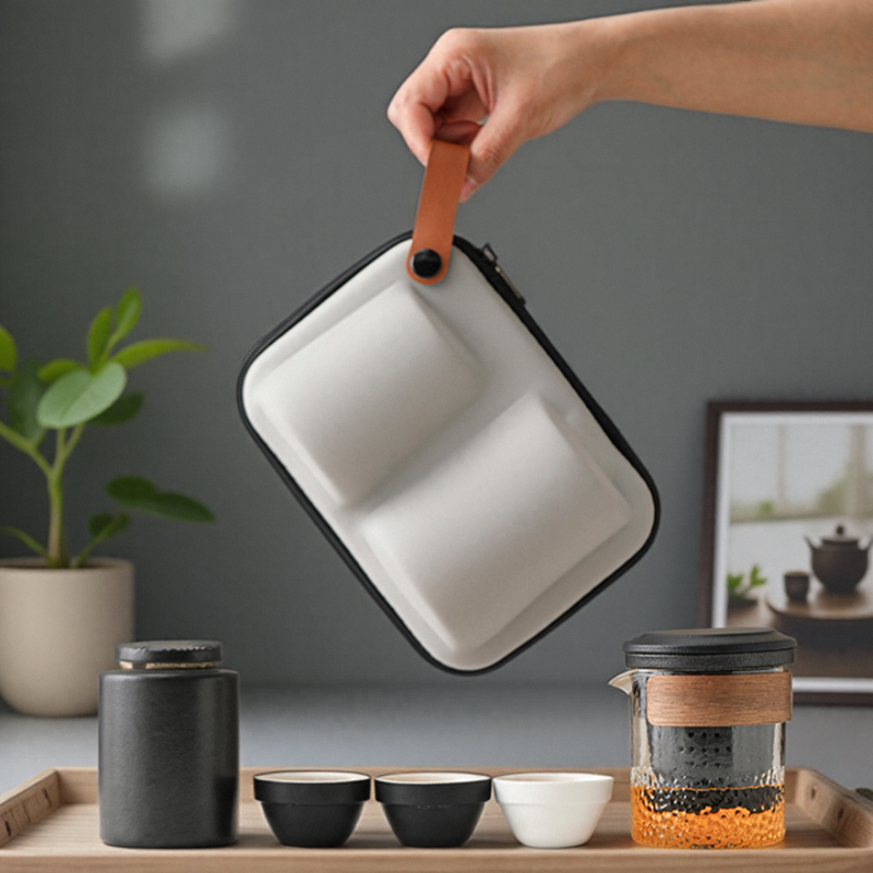 旅行茶具套装便携式户外露营泡茶随身快客杯一壶三杯陶瓷茶道礼盒