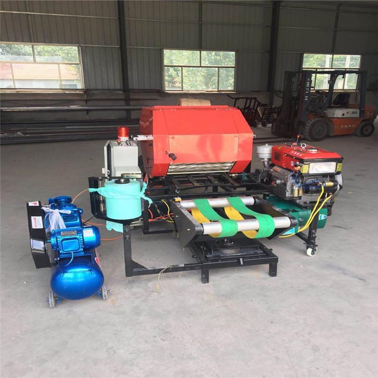 自动缠膜秸秆发酵打包机青储饲料液压打捆机卧式双缸牧草打包机
