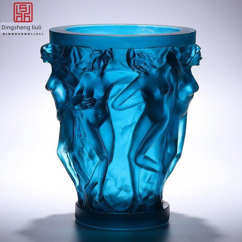 艺博经典古釉美人风格花瓶饰品,欧式水晶艺术客厅插花装饰