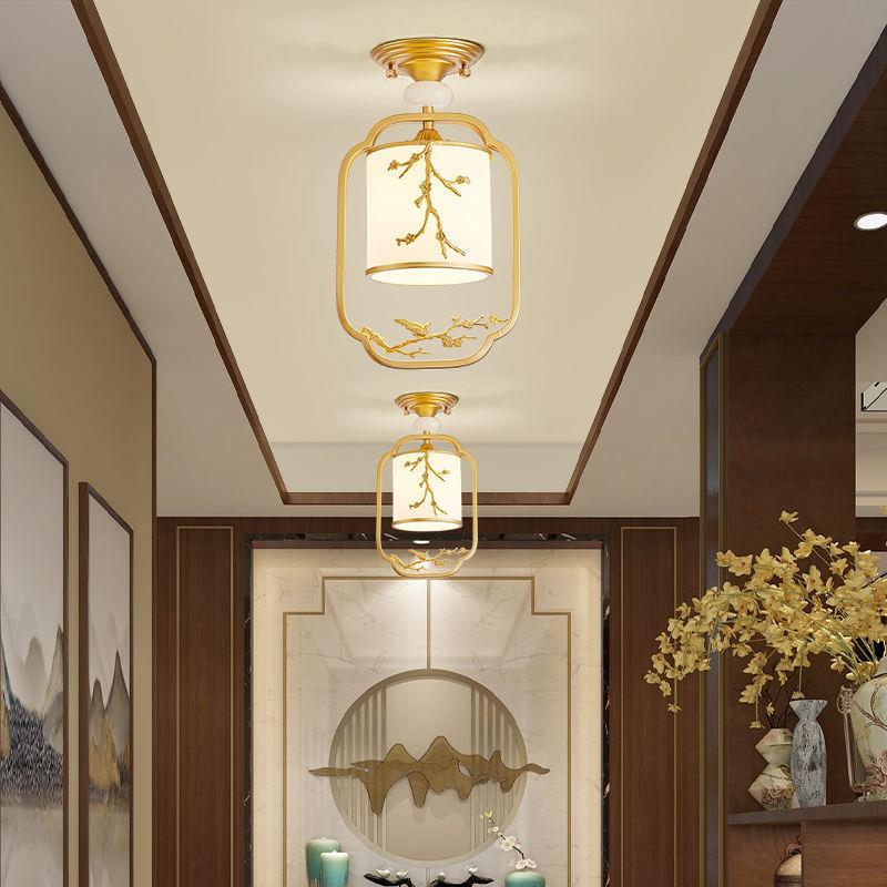 新中式过道灯阳台玄关吸顶灯床头小吊灯单头餐厅灯具新中式吊灯