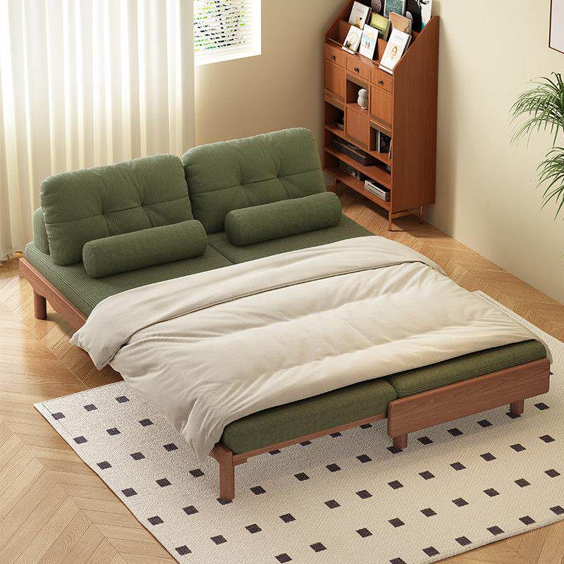 司朴伸缩抽拉实木沙发床中古风客厅一体两用型折叠可拆洗布艺沙发