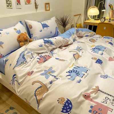 高档小汽车男套孩 卡通被可纯棉四件学爱生单人儿童床品全棉罩床