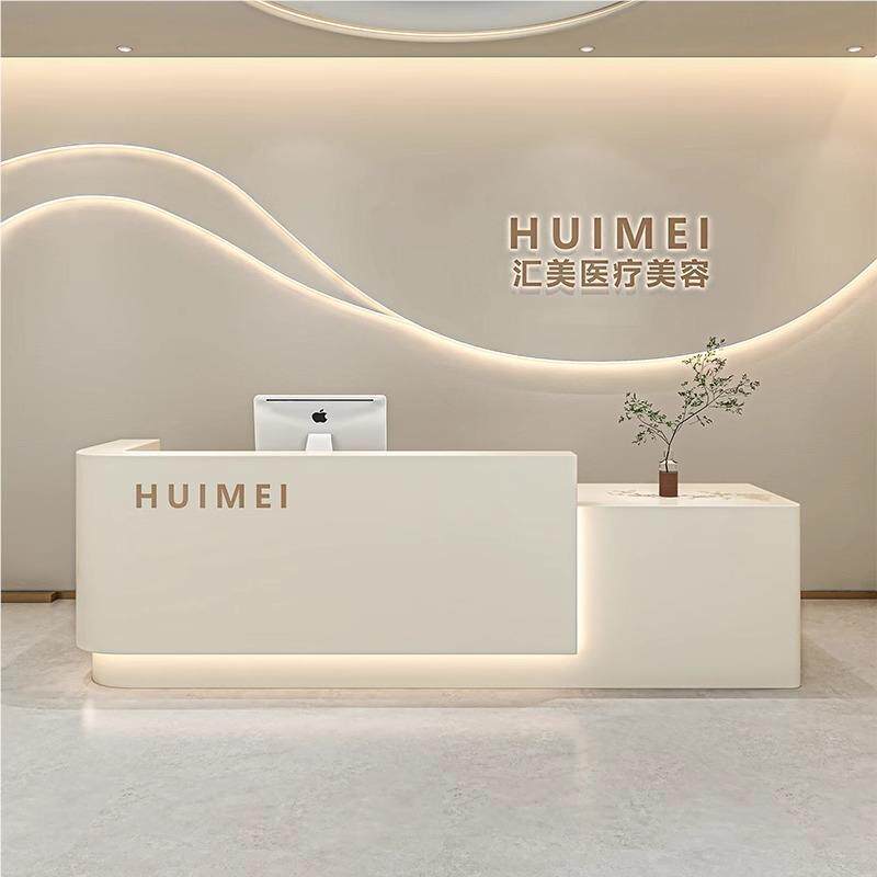 奶油48654135风美容台理发店服月装店收银台子中心公司院前吧台接