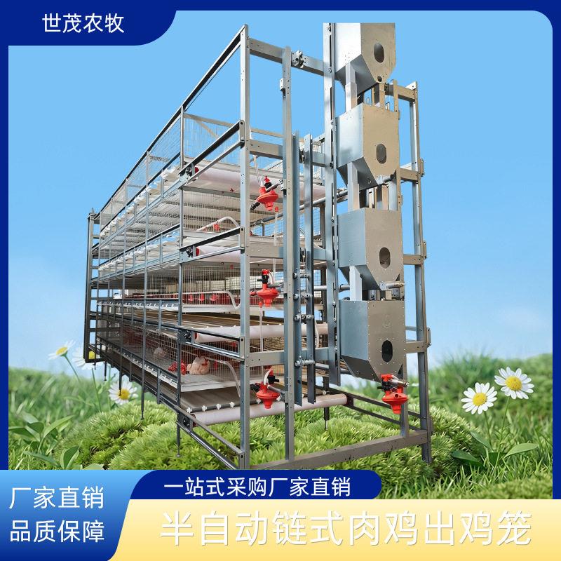 半自动肉鸡养殖笼半自动出鸡自动化喂料喂水自动清粪肉鸡专用