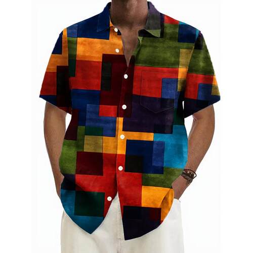 Z 55295 Geometric print men's shirt 几何印花衬衫