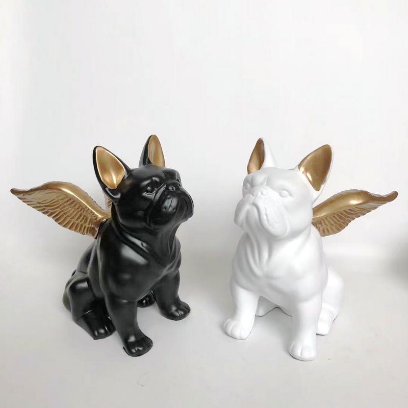 斗牛犬仿真飞狗树脂工艺品摆件桌面个性家居饰品宠物创意艺术摆件