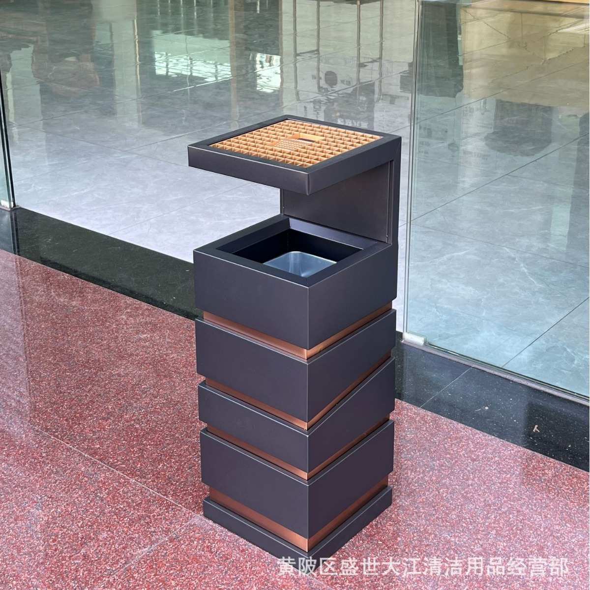 指纹垃圾桶防新款用好高档物业口酒店电梯商场大容量立式2024走廊