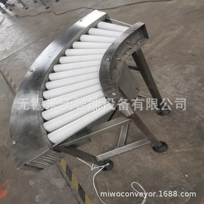 PU食品级90度转弯滚筒输送塑胶螺纹/光面滚筒湿巾日化物流分拣